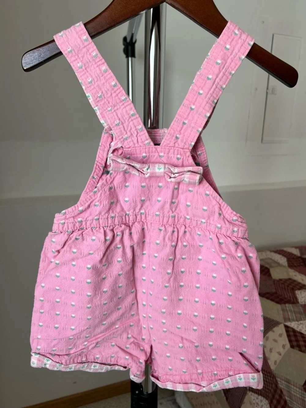 Vintage Osh Kosh Floral Shortalls Romper Pink